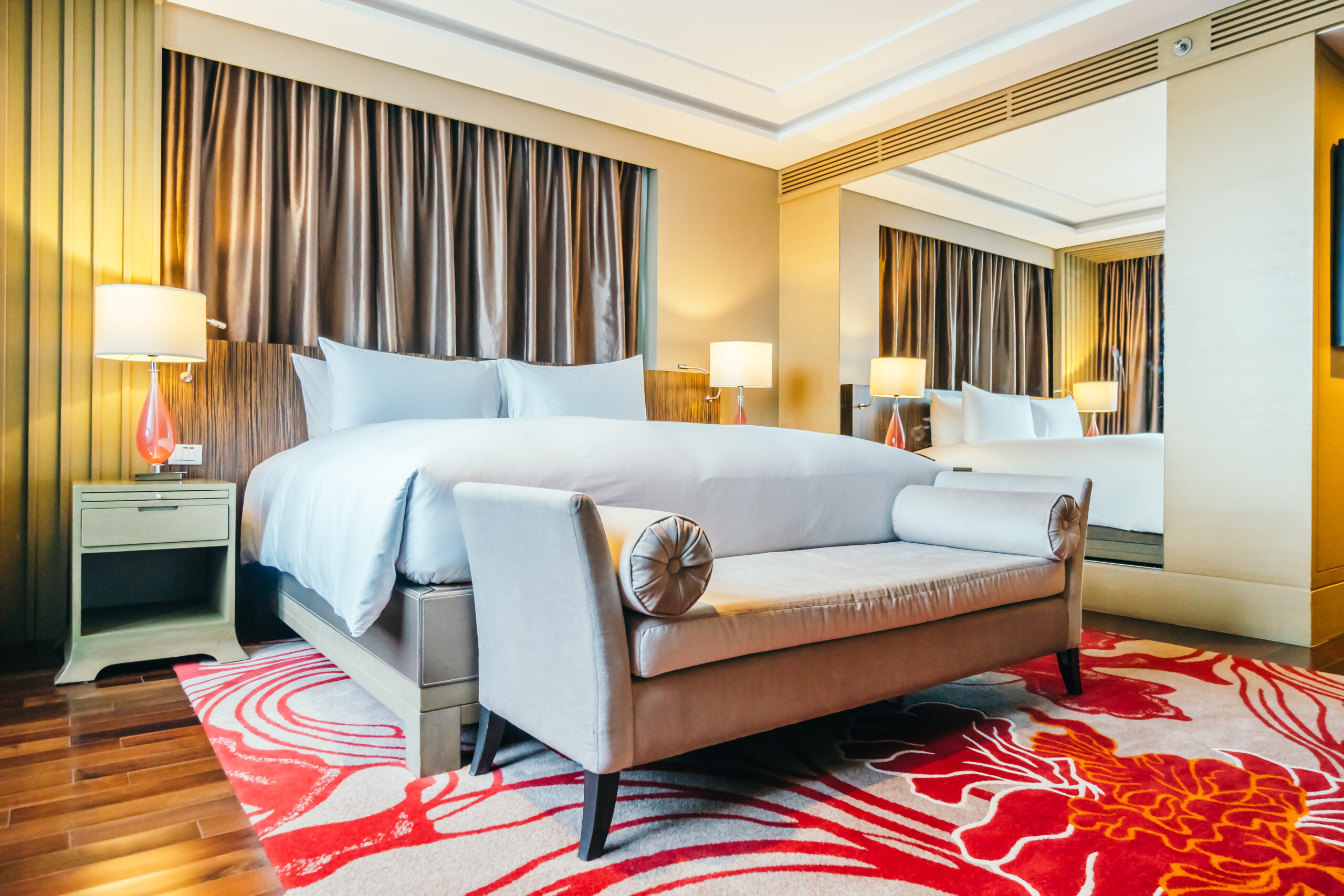 BANGKOK, THAILAND - AUGUST 12 2016: Beautiful luxury bedroom interior decoration in Hotel